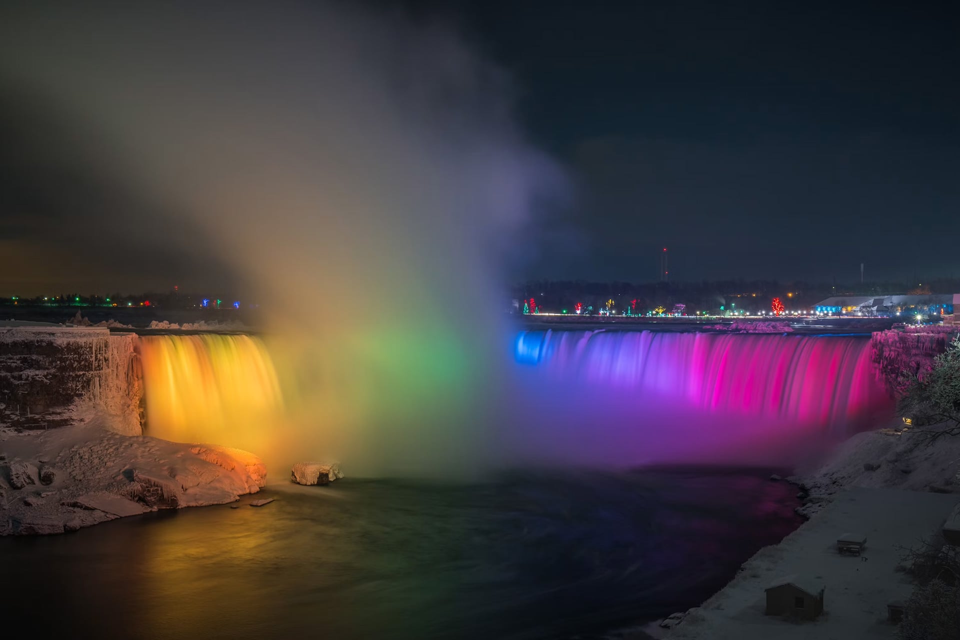 Photo overlooking Niagara Falls at night Under the Lights, Niagara Falls, NY, USA